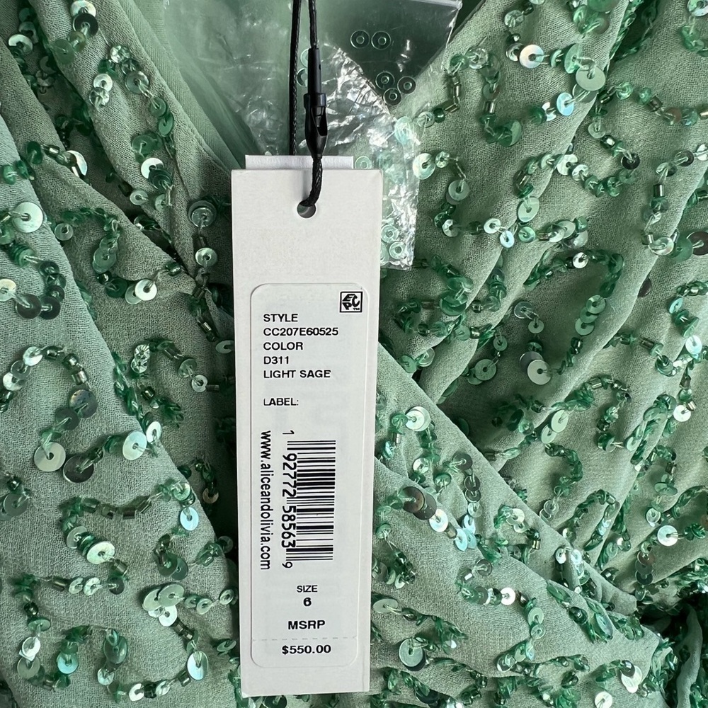 ALICE + OLIVIA CELESTINE EMBROIDERED WRAP DRAPED MINI DRESS - Picture 8 of 15